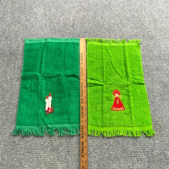 Christmas Set Of‎ 12 Assorted Holiday Hand Towels Festive Embroidery Appliqué - Picture 5 of 13